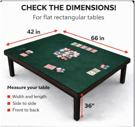 Board Game Mat 42 x 66 nches, Table Cover for Mahjong, Poker, Playing Cards, Tile Games, Dominoes, and RPG - Neoprene Gaming Playmat - color: Green, size: Rectangle 42 x 66 inches
