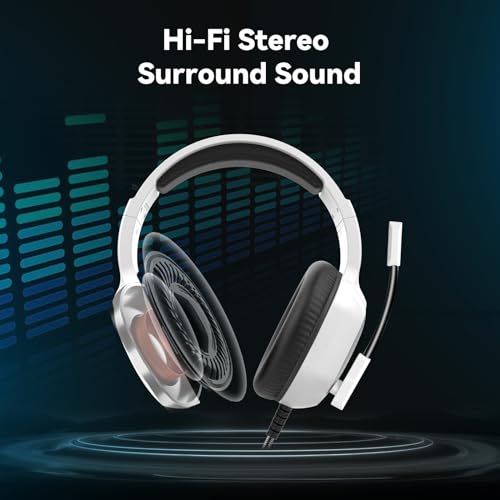IMYB A36 Gaming Headset with Mic Stereo Headphones for Pc, PS5, Xbox | RGB Wired Over-Ear Noise Cancelling for Xbox Series X/S, PS4, Nintendo Switch, Computer, Laptop, Mac - color: ivory