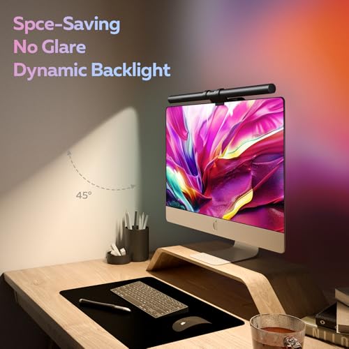 RGB Monitor Light Bar, 16.54'' USB LED Desk Lamp,Home Office Gaming | No Glare Eye-Care Dual Light Reading Screen Lamp,Ra95 Computer Lamp Work with Alexa and Google Assistant - style: RGB Backlight