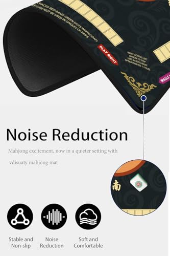 Mahjong Mat for Table, 31.5x31.5Inch American Mahjongg Table Mat (Black1) | Anti-Wrinkle&Foldable Neoprene Mahjongg Travel Mat for Table with Learning Rule, Anti-Slip Noise Reduction Includes Carry Bag - color: Black-12