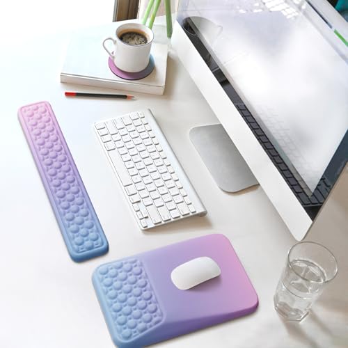 Ospelelf Keyboard Wrist Rest Pad for Computer, Ergonomic Large Mouse Pad with Wrist Support, Office Arm Rest, Purple - color: Purple