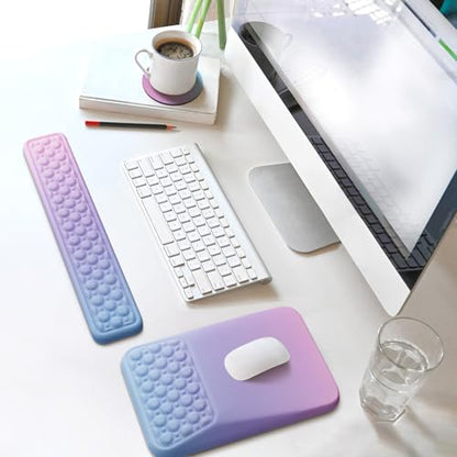 Ospelelf Keyboard Wrist Rest Pad for Computer, Ergonomic Large Mouse Pad with Wrist Support, Office Arm Rest, Purple - color: Purple