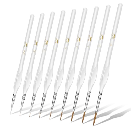 Mr. Pen- Detail Paint Brushes Set, 9 pcs, White, Miniature Paint Brushes - color: White