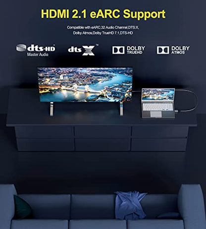 fairikabe HDMI 2.1 Cable 6.6ft, 8K HDMI Cables (2K 240Hz, 4K 120Hz 144Hz, 8K 60Hz) Long Cord, 48Gbps eARC HDR10 HDCP 2. 2 2.3 Braided HDMI Cable for PS5, Nintendo Switch, Xbox Series X, Apple TV Box