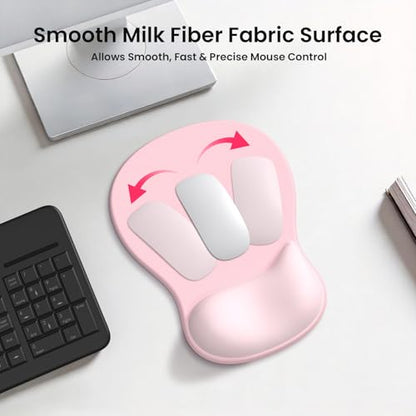 AKIT Ergonomic Mouse Pad and Keyboard Wrist Rest, 3-in-1 Memory Foam Wrist Rest for Computer Keyboard, Non-Slip Base, Pain Relief, Gel Mousepad Set for Gaming, Home and Office, Pink - color: Serenity Pink