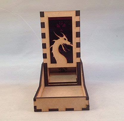 Dragon Mini Dice Tower v2 Deep Purple Acrylic Window Laser Cut MDF Unique Fast Shipping