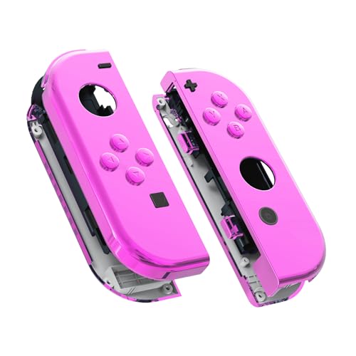 eXtremeRate DIY Replacement Shell Buttons for Nintendo Switch & Switch OLED, Chrome Pink Custom Housing Case with Full Set Button for Joycon Handheld Controller - Console Shell NOT Included - color: Chrome Pink