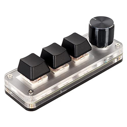 Programmable Macro Keyboard, Mechanical Gaming Macro Keyboard with Customized Knobs, Red Switch, One Handed Macro Keypad, Mini USB Wired OSU Keypad for Desktop PC (3 Keys 1 Knob) - size: 3 Keys 1 Knob