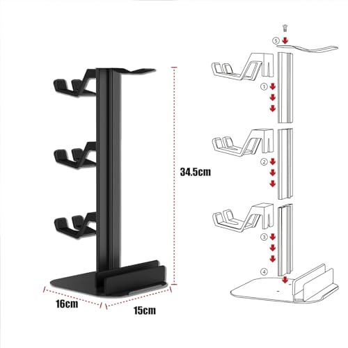 Game Controller Holder & Headphone Stand for Desk, 3-Layer Headset Holder Storage Organizer Switch/Headphones/Controller/Laptop Mobile Phone
