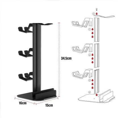 Game Controller Holder & Headphone Stand for Desk, 3-Layer Headset Holder Storage Organizer Switch/Headphones/Controller/Laptop Mobile Phone
