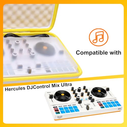 LTGEM DJ Controller Case Compatible with Hercules DJControl Mix Ultra Controller Mobile, White/Orange Edge, Case Only - size: Hercules DJControl Mix Ultra