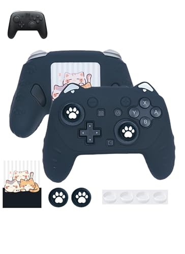 Case for Nintendo Switch 2 Pro Controller,UYRUREL Premium Sillence Material,Shock-Absorbing and Anti Drop Protection Soft Shell,with Stickers and Thumb Grips,Black. - color: BLACK