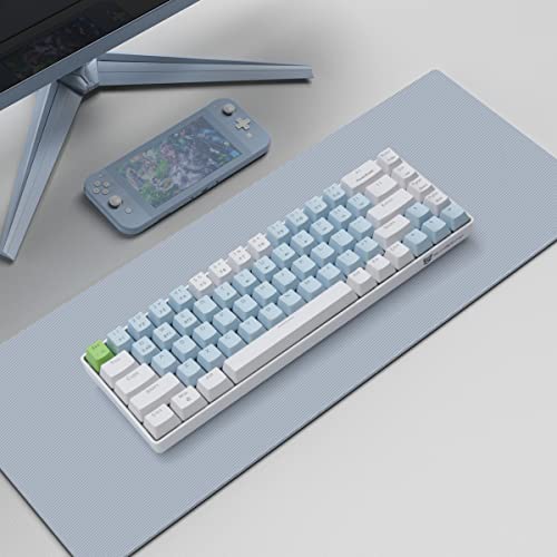 Qisan Mechanical Gaming Keyboard Dual Mode 2.4G/BT Wireless Keyboard with Blue Switch Mini Design (60% Keyboard) 68 Keys Computer Keyboard US Layout | Gaming Pc | Wireless Gaming Keyboard - color: Blue Switch Blue & White Combo Color