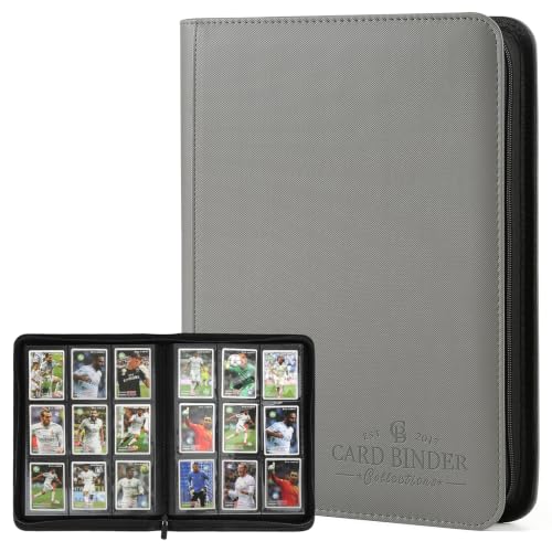 9 Pockets Card Binder,Premium Zip Trading Card Binder,540 Double Sided Pocket PU Collection Binder, Collector Album, Card Folder for MTG, TCG, Business Cards.(GREY) - color: grey, size: 9 Pocket 540