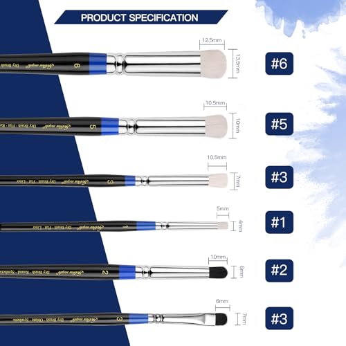 Golden Maple Dry Brushes for Miniature Painting - 6PC Drybrush Set Miniature Dry Brush for Model, Tabletop Wargames Miniature Acrylic Oil Painting, Blue - color: Blue