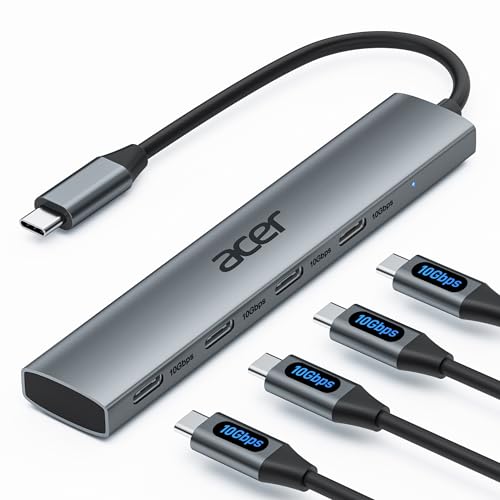 Acer USB C Hub, 10Gbps Type C Splitter with 4 USBC 3.2 Port for Laptop | High Speed Type C Multiport Adapter for iPad MacBook Pro, iPhone 16/15, Surface Pro and More【Not Support Monitor or Charging】 - size: C4C
