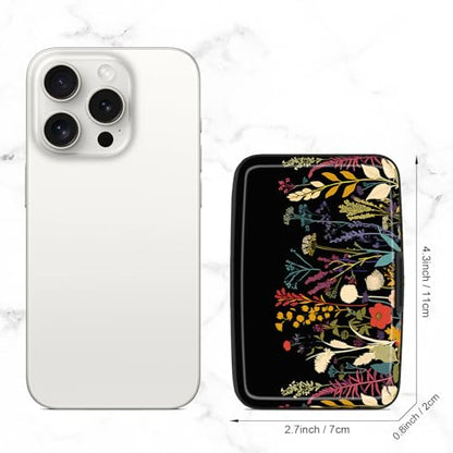 Card Holder Credit Cards Holder for Women RFID wallet women Business Card Holder Wallet Mini Aluminum Card Wallet RFID Blocking Slim Metal Hard Card for Women, Beautiful Flowers and Plants - color: Beautiful Flowers and Plants