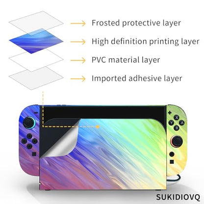 for Nintendo Switch 2 Skin Wrap Cover Decal Sticker Wrap Vinyl Mixed-Color Pattern (Blue-Green) - color: Blue-Green
