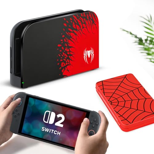 Switch 2 Dock Cover, Custom Faceplate Cover for Nintendo Switch 2 Charging Docking Station Scratch-Resistant & Abrasion-Resistant Hard PC Shell Protector Spider, Black - color: Black Spider