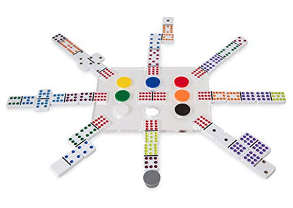 LuxeDominoes Mexican Train Dominoes Set for Adults – Modern Deluxe Clear Acrylic Double 12 Dominoes Game, 2-8 Players, Adult Game Night Gift - color: Clear