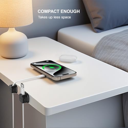 6 Pack Magnetic Cable Clip Organizer Cord Holder, Picozon Adhesive Cable Management, Wire Phone USB Charger Cable Holder, Keeper Organizer for Office Home Desktop Table - Black - size: Pack of 6