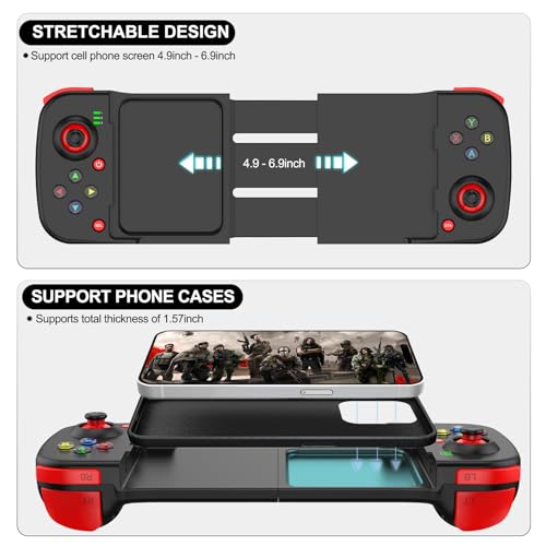 arVin Wireless Gaming Controller for iPhone/iPad/iOS/Android/Samsung/PC Gamepad Joystick with Back Button, Analog Triggers, Stretchable, Bluetooth 5.0 Low Latency, Direct Play for CODM,Diablo Immortal