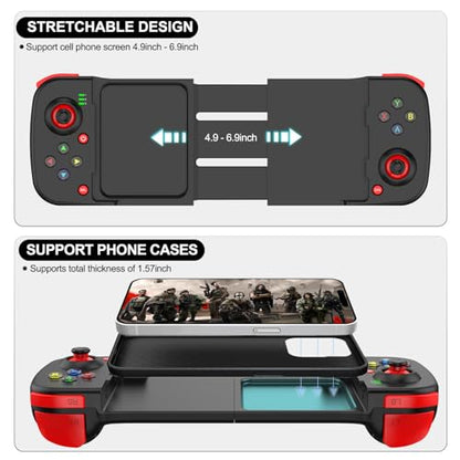 arVin Wireless Gaming Controller for iPhone/iPad/iOS/Android/Samsung/PC Gamepad Joystick with Back Button, Analog Triggers, Stretchable, Bluetooth 5.0 Low Latency, Direct Play for CODM,Diablo Immortal