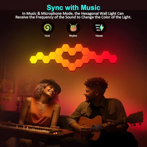 Kangtaixin Hexagon LED Lights 20 Pack - RGB Wall Panels with Music Sync, Smart App & Remote Control, DIY Modular Hex Light for Gaming Room, Bedroom, Living Room, Wall Decor - size: 20 Pack