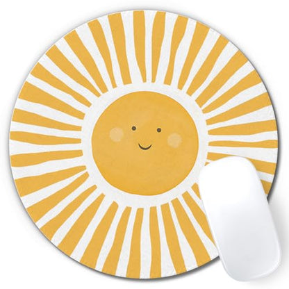 Boho Yellow Sunshine Mouse Pad, Cute Sunshine Mouse Pads Mousepad for Desk Home Office Dorm Computers Laptop, Boho Office Supplies Desk Accessories, 7.9x7.9 Inch - color: Yellow Sunshine-2