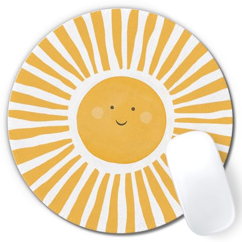 Boho Yellow Sunshine Mouse Pad, Cute Sunshine Mouse Pads Mousepad for Desk Home Office Dorm Computers Laptop, Boho Office Supplies Desk Accessories, 7.9x7.9 Inch - color: Yellow Sunshine-2