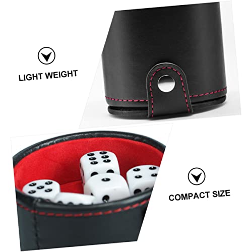 KOMBIUDA Leather Dice Cup Set Lid Double-Layer PU Leather Shaking Dice Container for and Board Games Portable Storage Cup for Game Players