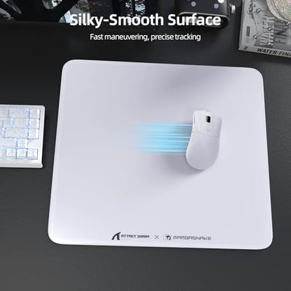 ATTACK SHARK CM05 Glass Gaming Mouse Pad,17.7x15.7 in Large Mouse Mat，Non Slip 9H Hard Mousepads,Nano-Textured Glass Surface with Improved Precision and Speed for FPS Players-Pure White - color: Pure White