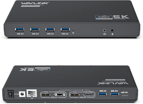 WAVLINK Pro Dual 4K@60Hz Universal Docking Station | USB 3.0/USB-C Laptop Dock for Mac & Windows | 2 HDMI/DP Monitors, Gigabit Ethernet, 6 USB 3.0 | Home Office & Multi-Screen Productivity. - color: 69DK2