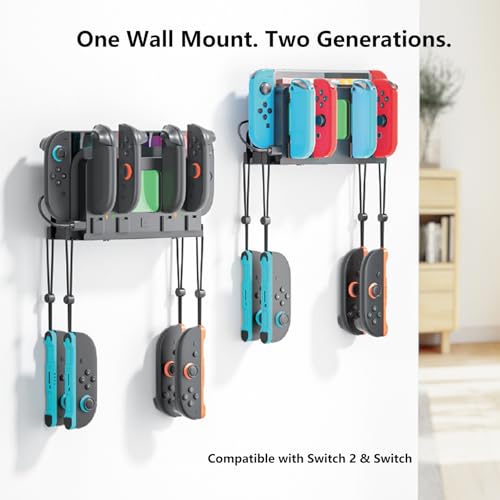 Wall Mount Charging Dock for Nintendo Switch 2 - Charge & Store 4 Controllers, 6 RGB Modes Light, 4-in-1 Multifunction Wall Mount Kit - size: 3 IN 1 Wall Mount