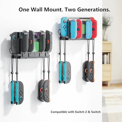 Wall Mount Charging Dock for Nintendo Switch 2 - Charge & Store 4 Controllers, 6 RGB Modes Light, 4-in-1 Multifunction Wall Mount Kit - size: 3 IN 1 Wall Mount