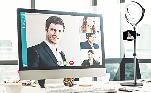 Video Conference Lighting Kit,Anozer Desk Ring Light for Computer Laptop Mac,Circle Face Lights with 3 Dimmable Color & 10 Brightness for Zoom Meeting Call,Live Streaming,Webcam Chat,Makeup
