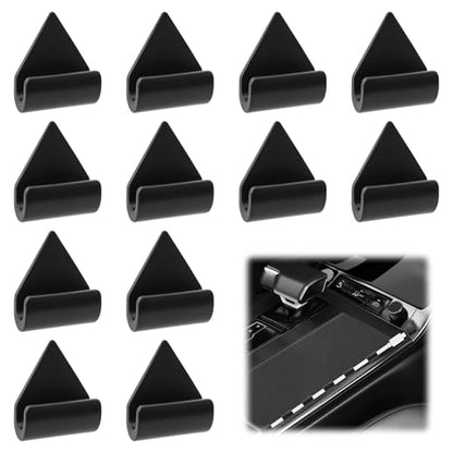 12 PCS Car Cable Clips, No Glue Cable Management Clips, Triangle Car Trim Cable Clips, Wire Organizer Cord Holder for USB Charging Cable, Console, Dash Cams