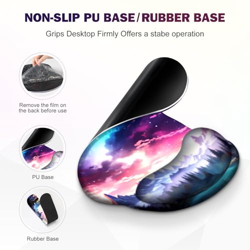 Gaming Mouse Pad, Large Desk Mat, Cute Desk Pad Protector, 4in1 XXL Mousepad + Keyboard Wrist Rest+Mouse Wrist Rest+Coaster Set with Ergonomic Desk Pad for Home Office Table Computer, Purple Hill - color: Purple Hill