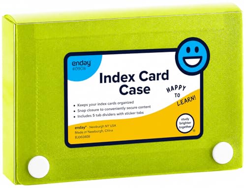 Enday Index Card Holder 3x5, Green Index Card Case with 5 Tab Dividers, Index Card Organizer, Flash Card Holder, Holds 100 Cards - color: GREEN, size: 1