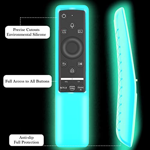 Case Compatible with Samsung Smart TV Remote Controller BN59 Series, Light Weight Silicone Cover Protector Shockproof Anti-Slip Remote Skin Sleeve - Black (Glow Blue) - color: Glow Blue