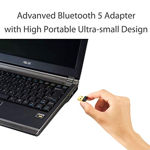 ASUS USB-BT500 초소형 디자인의 USB 어댑터, 블루투스 5, 블루투스2.1/3.x/4.x와 역 호환, TAA 준수 (USB-BT500)