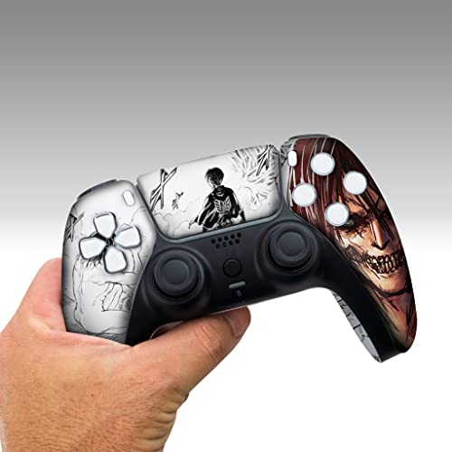 Attackk on Tittan Custom PS-5 Controller Wireless compatible with Play-Station 5 Console by BCB Controllers | Proudly Customized in USA with Permanent HYDRO-DIP Printing (NOT JUST A SKIN) (MODDED) - color: Attack On Tittan, size: Modded - Front Print Only