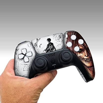 Attackk on Tittan Custom PS-5 Controller Wireless compatible with Play-Station 5 Console by BCB Controllers | Proudly Customized in USA with Permanent HYDRO-DIP Printing (NOT JUST A SKIN) (MODDED) - color: Attack On Tittan, size: Modded - Front Print Only