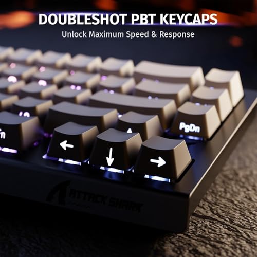 ATTACK SHARK X68 HE RT Mechanical Gaming Keyboard 60% Wired TKL-Moonlight | Adjustable Actuation,Hall Effect Magnetic Switch,8KHz Polling Rate,RGB Backlit,Top Mount,Side Printed Keycap for PC Mac Gamer - color: Moonlight, size: Keyboard