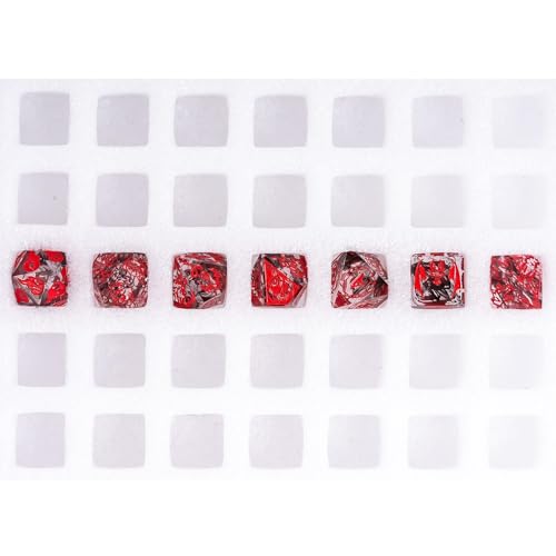 Cusdie 7-Piece Sharp Edges DND Dice Set with Dragon Pattern - Perfect for Tabletop RPGs Board Games Gifting and Collecting(Transparent Red with Balck Smoke) - color: Dragon Pattern Tr/R