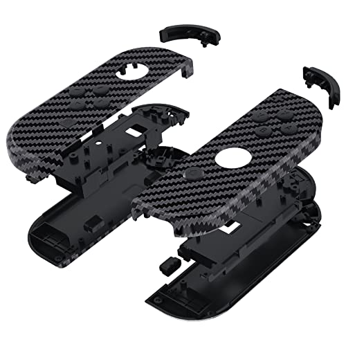 eXtremeRate DIY Replacement Shell Buttons for Nintendo Switch & Switch OLED, Graphite Carbon Fiber Soft Touch Housing with Full Set Button for Joycon Handheld Controller - Console Shell NOT Included - color: Graphite Carbon Fiber