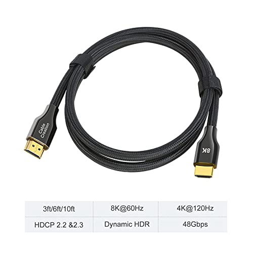CableCreation 3FT 8K HDMI Cable - Ultra High Speed 48Gbps, eARC Compatible with PS5, Xbox, Laptop, Roku TV - color: Black, size: 3.3Ft