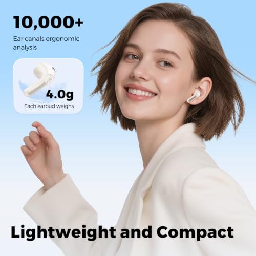 SoundPEATS Air6 HS Wireless Earbuds, Bluetooth 6.0, LDAC Hi-Res Audio for HiFi Sound, 13mm Dynamic Driver, Total 45H, Quick Charging, IPX5 Resistant, Comfortable Fit, Support App, Beige - color: Beige