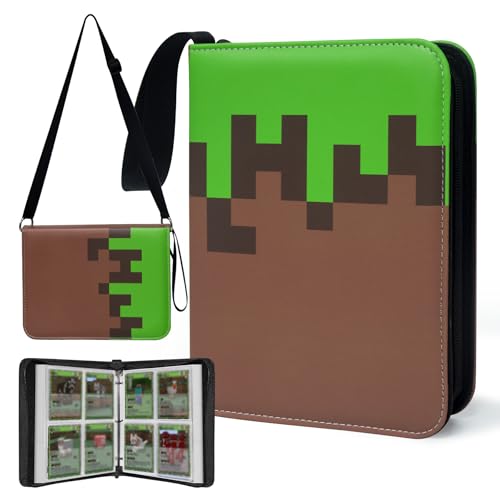 Card Binder with Shoulder Strap, 4 Pocket with 50 Sleeves up to 400 Cards, Waterproof Card Storage Book for Card Collectors, Game Cards Display Case - color: Green Shoulder Strap-400 Cards, size: 4 Pocket