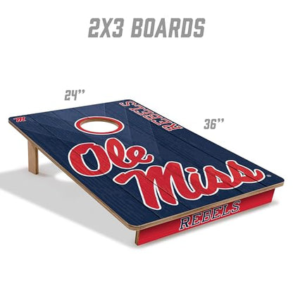 YouTheFan NCAA 2’ x 3’ Wood Cornhole Game with Logo Bags - color: Mississippi Rebels